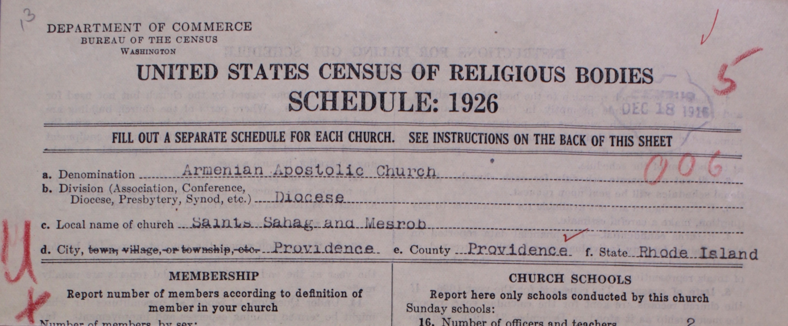 The head of a schedule from an Armenian Apostolic Church