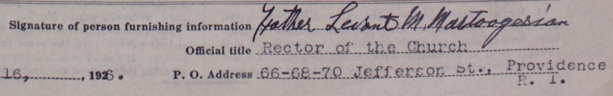 A detail of a schedule from an Armenian Apostolic Church