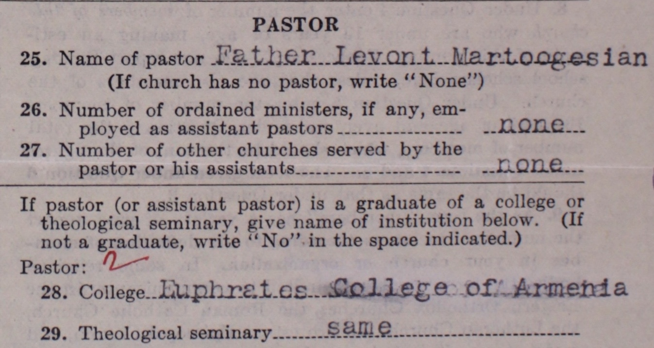 A detail of a schedule from an Armenian Apostolic Church