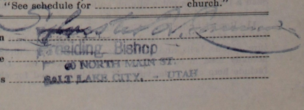 Figure 1. The stamped signature of Sylvester Q. Cannon, the church’s presiding bishop, who oversaw the church’s participation in the 1926 U.S. Census of Religious Bodies.