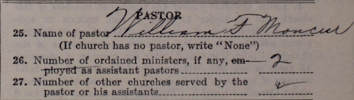 Figure 3. Like every other bishop of a Latter-day Saint ward, William F. Moncur had two counselors, listed here as “ordained … assistant pastors.”